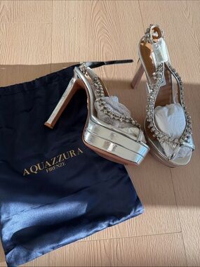Silver Crystal Embellished Platform Sandals